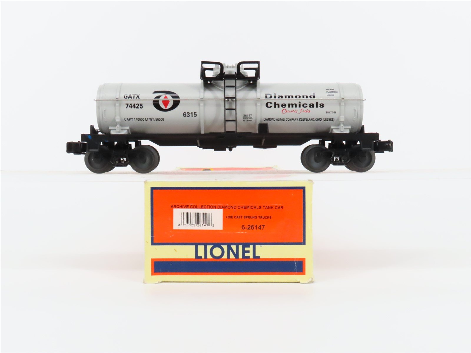 O Gauge 3-Rail Lionel 6-26147 GATX Archive Chemicals Single Dome Tank Car #6315
