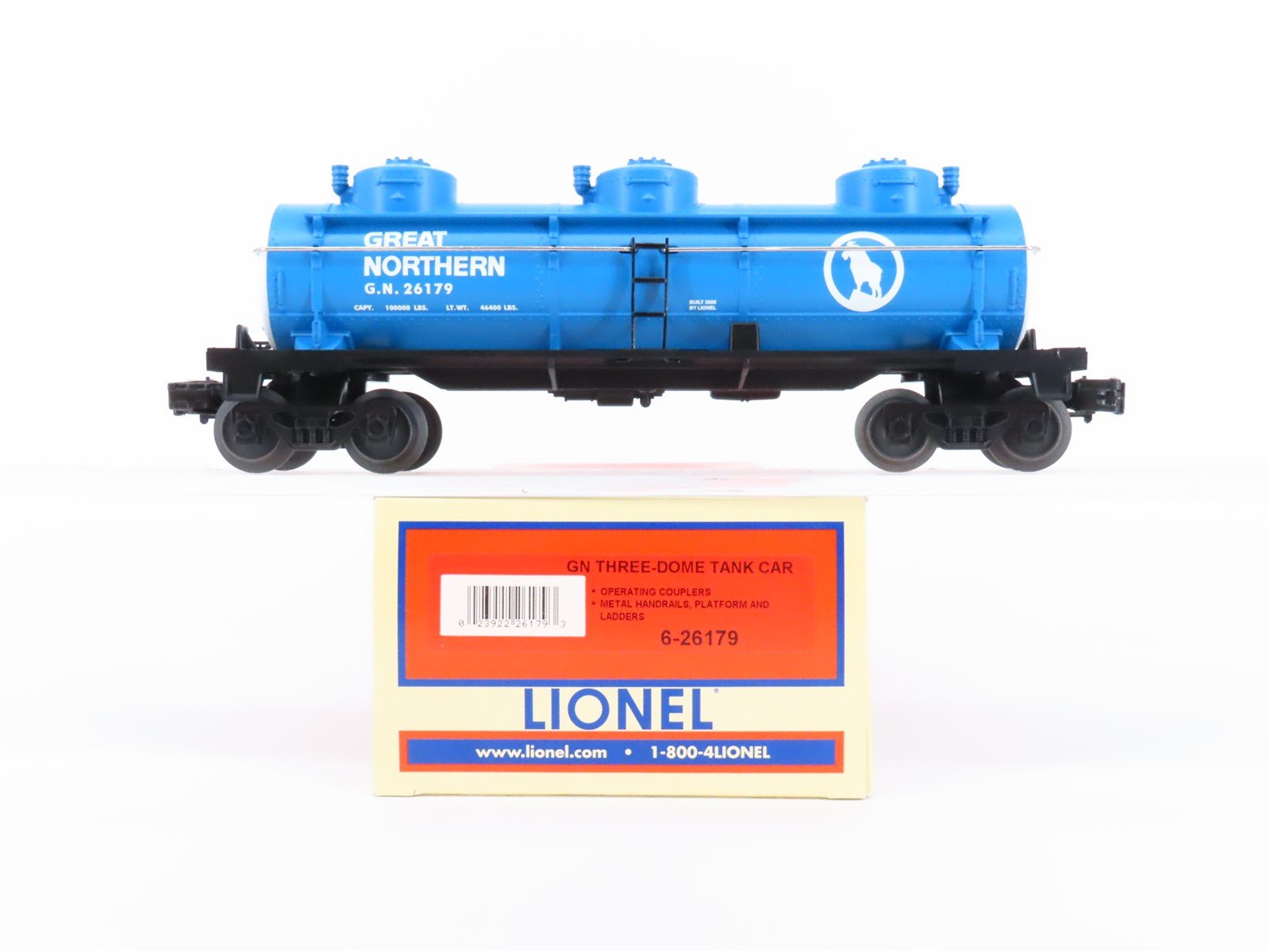 O Gauge 3-Rail Lionel 6-26179 GN Big Sky Blue 3-Dome Tank Car #26179