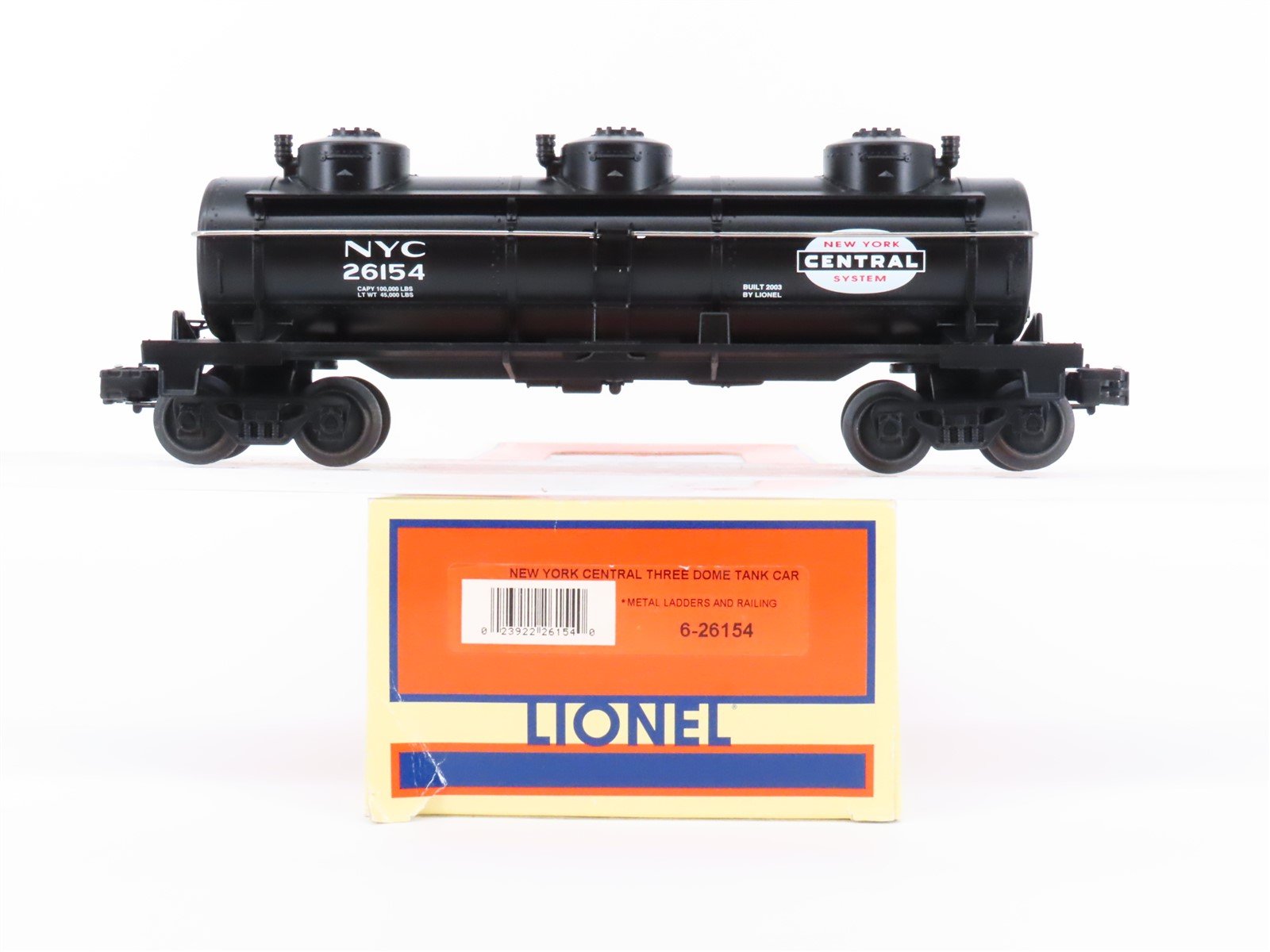 O Gauge 3-Rail Lionel 6-26154 NYC New York Central 3-Dome Tank Car #26154