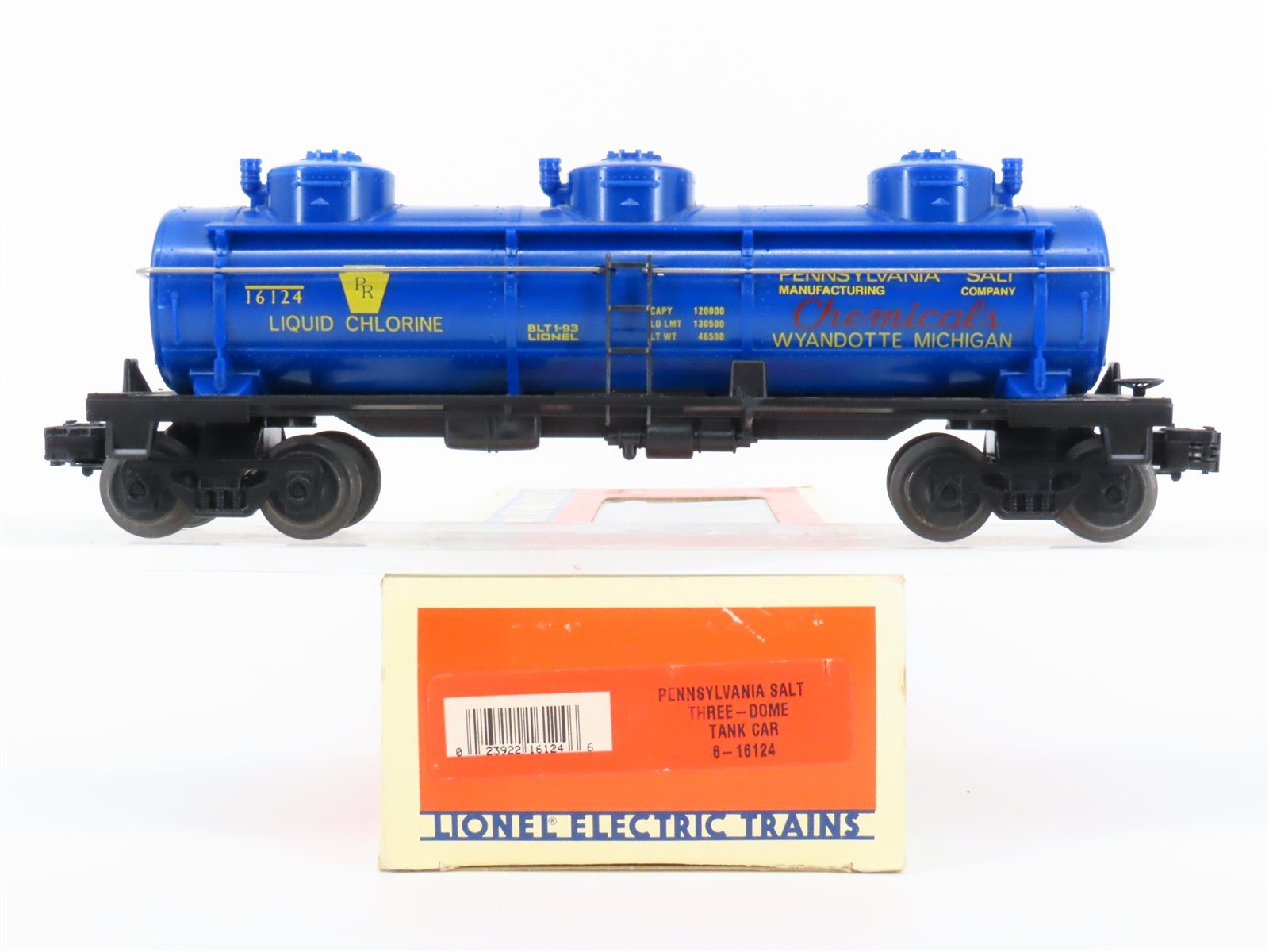 O Gauge 3-Rail Lionel 6-16124 PRR Pennylvania Salt 3-Dome Tank Car #16124
