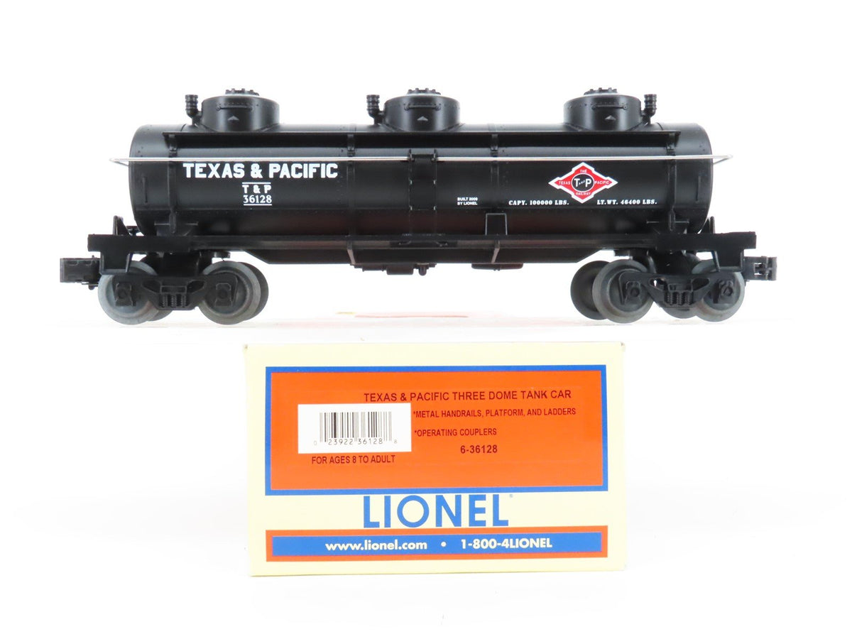 O Gauge 3-Rail Lionel 6-36128 T&amp;P Texas &amp; Pacific 3-Dome Tank Car #36128