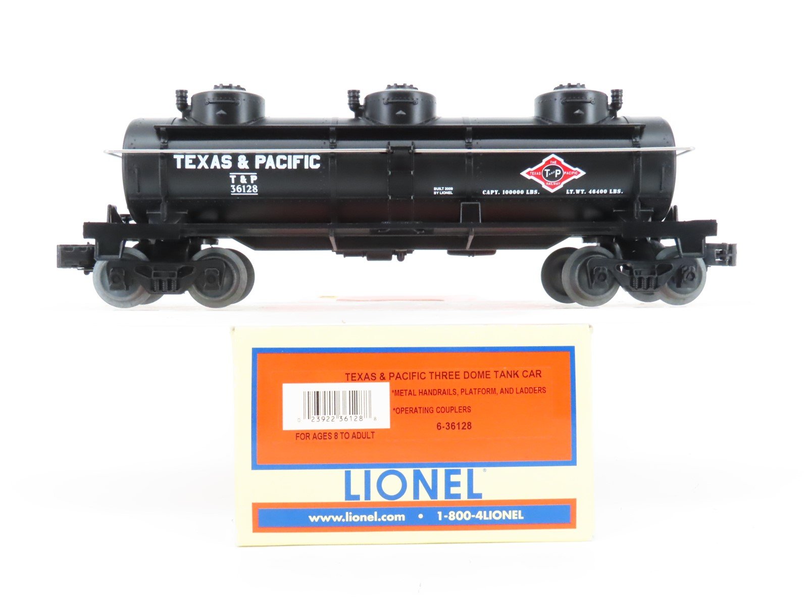 O Gauge 3-Rail Lionel 6-36128 T&P Texas & Pacific 3-Dome Tank Car #36128