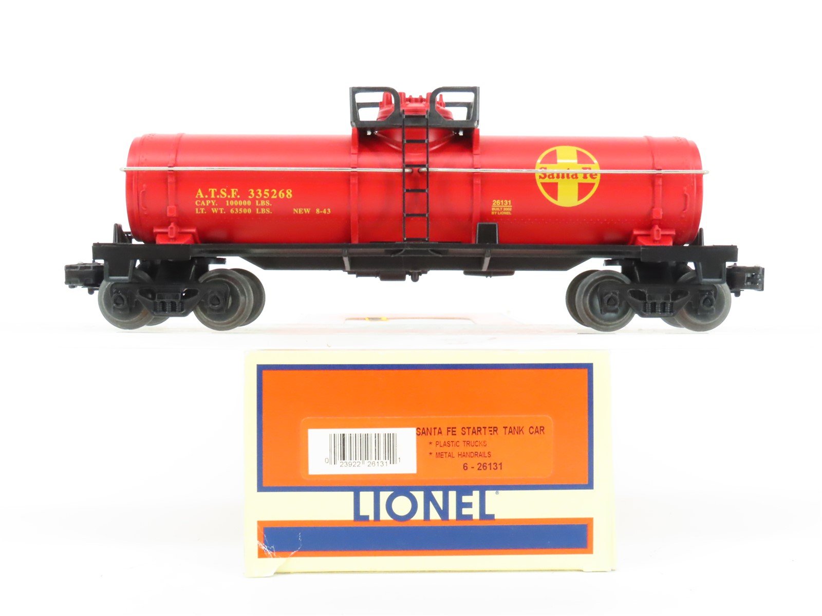 O Gauge 3-Rail Lionel 6-26131 ATSF Santa Fe Single Dome Tank Car #335268