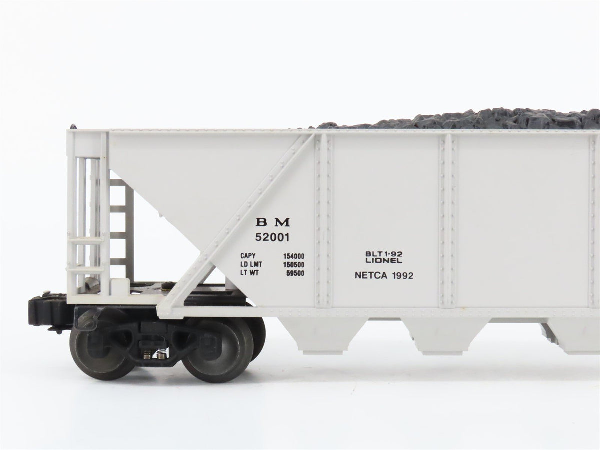 O Gauge 3-Rail Lionel 6-52001 NETCA BM Boston &amp; Maine 4-Bay Hopper w/Load #52001