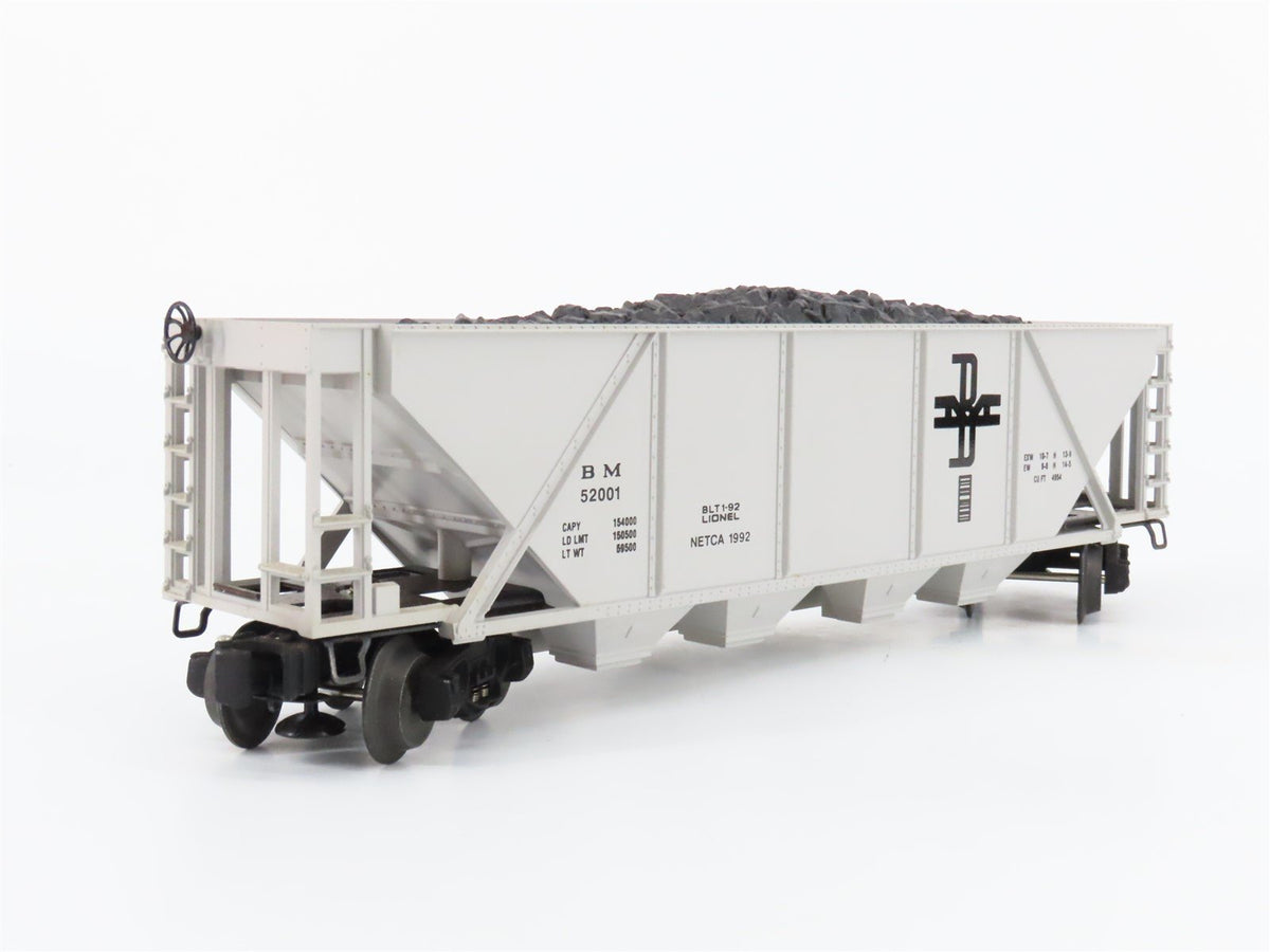 O Gauge 3-Rail Lionel 6-52001 NETCA BM Boston &amp; Maine 4-Bay Hopper w/Load #52001