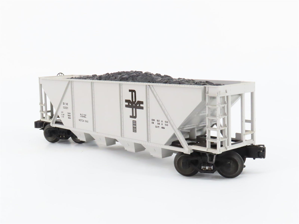 O Gauge 3-Rail Lionel 6-52001 NETCA BM Boston &amp; Maine 4-Bay Hopper w/Load #52001