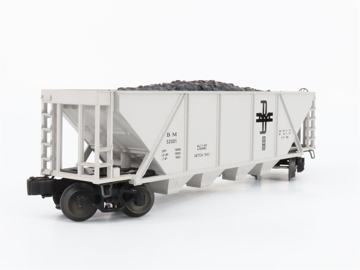 O Gauge 3-Rail Lionel 6-52001 NETCA BM Boston &amp; Maine 4-Bay Hopper w/Load #52001