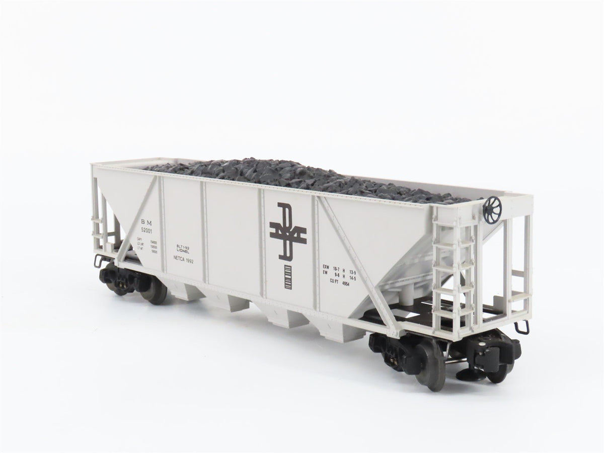 O Gauge 3-Rail Lionel 6-52001 NETCA BM Boston &amp; Maine 4-Bay Hopper w/Load #52001