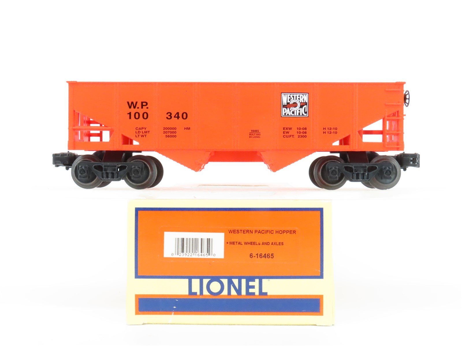O Gauge 3-Rail Lionel 6-16465 WP Western Pacific "Feather" 2-Bay Hopper #100340