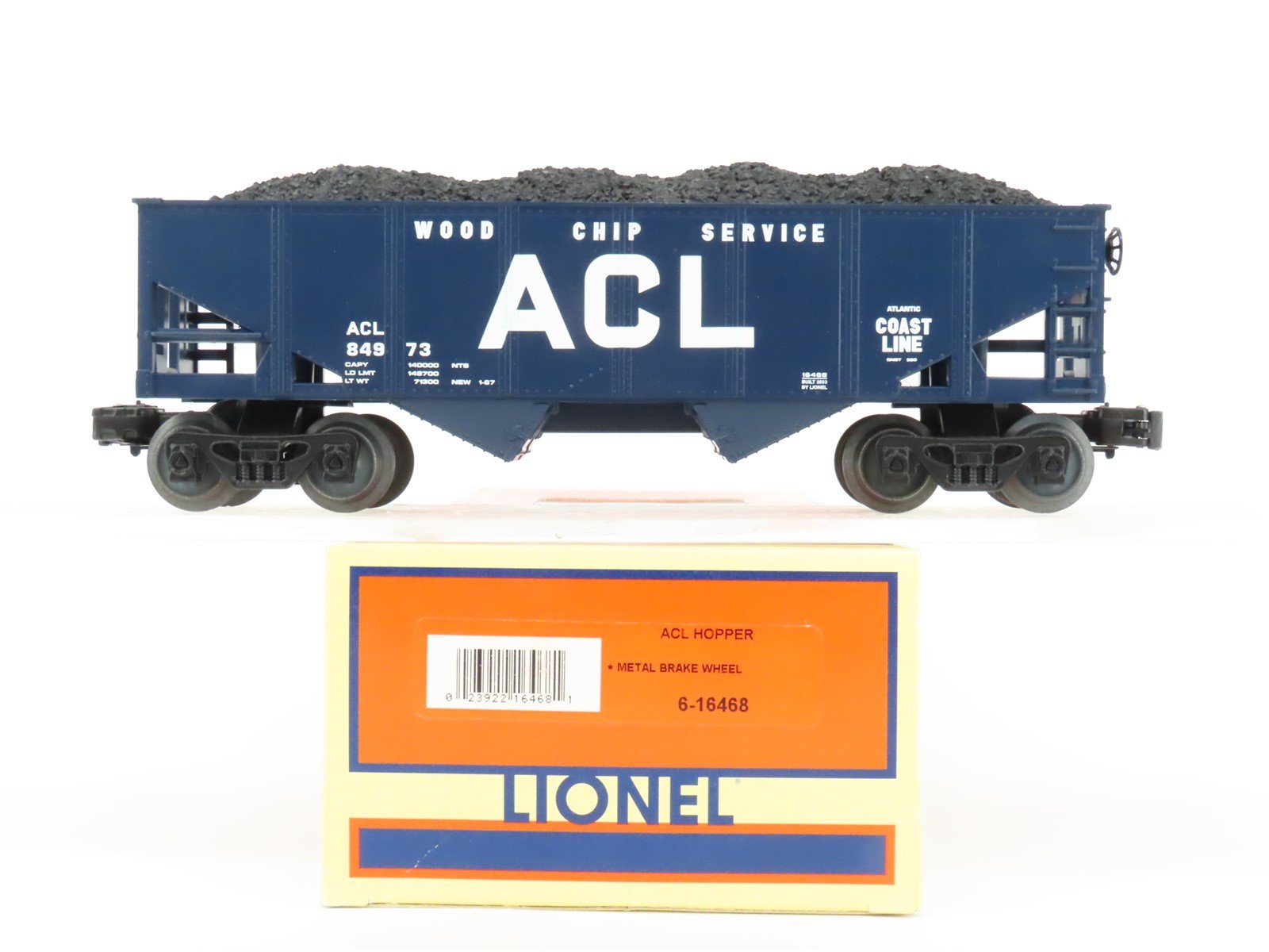 O Gauge 3-Rail Lionel 6-16468 ACL Atlantic Coast Line 2-Bay Hopper W/Load 84973