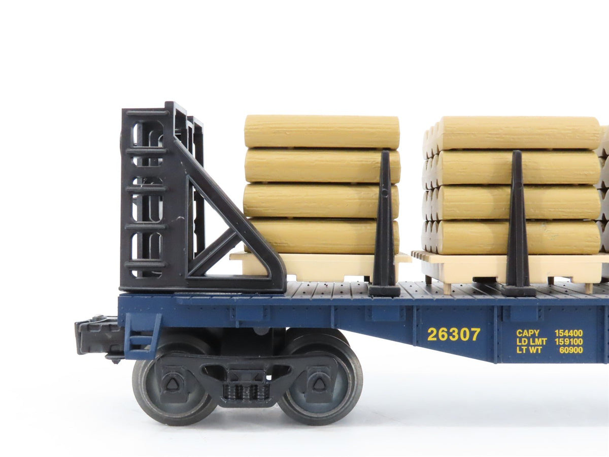 O Gauge 3-Rail Lionel 6-26307 Chessie System Flatcar w/Bulkheads &amp; Load #26307
