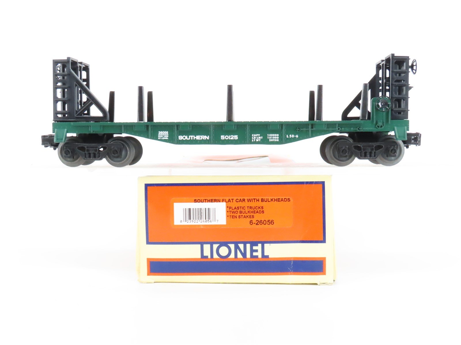 O Gauge 3-Rail Lionel 6-26056 SR Southern Railway Flatcar w/ Bulkheads 50125