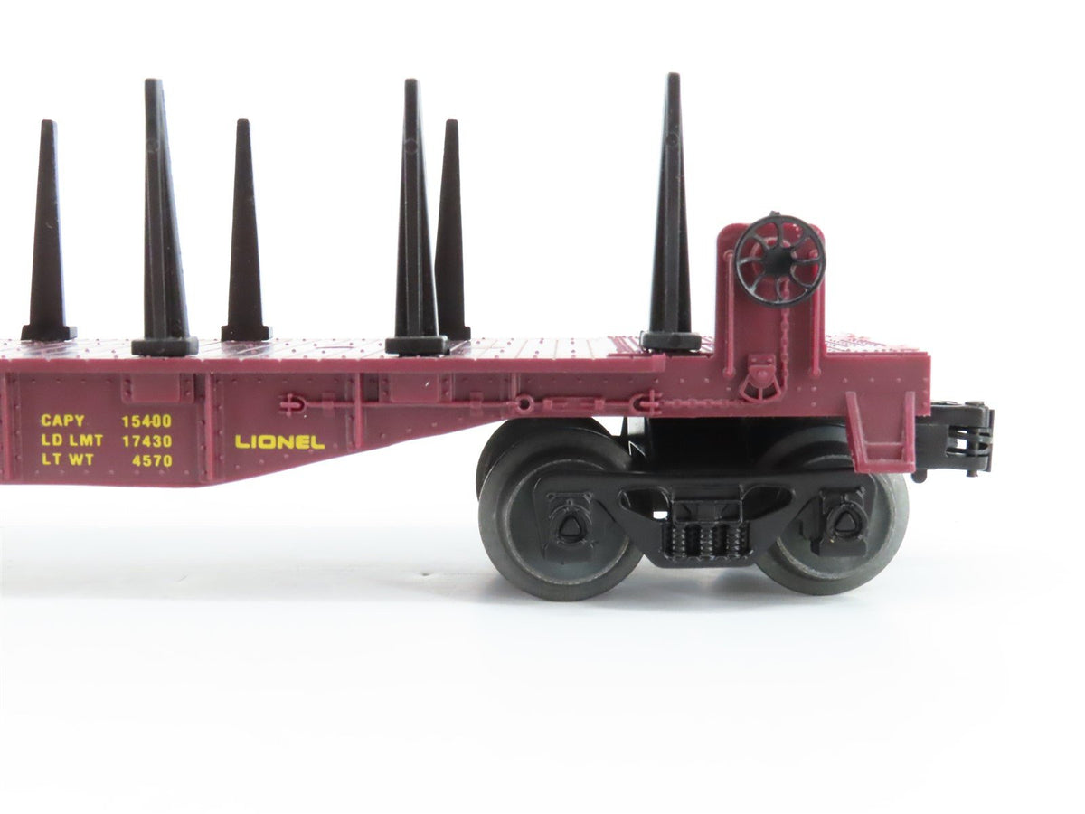 O Gauge 3-Rail Lionel 6-16373 EL Erie Lackawanna Flatcar w/ Stakes &amp; Load 16373
