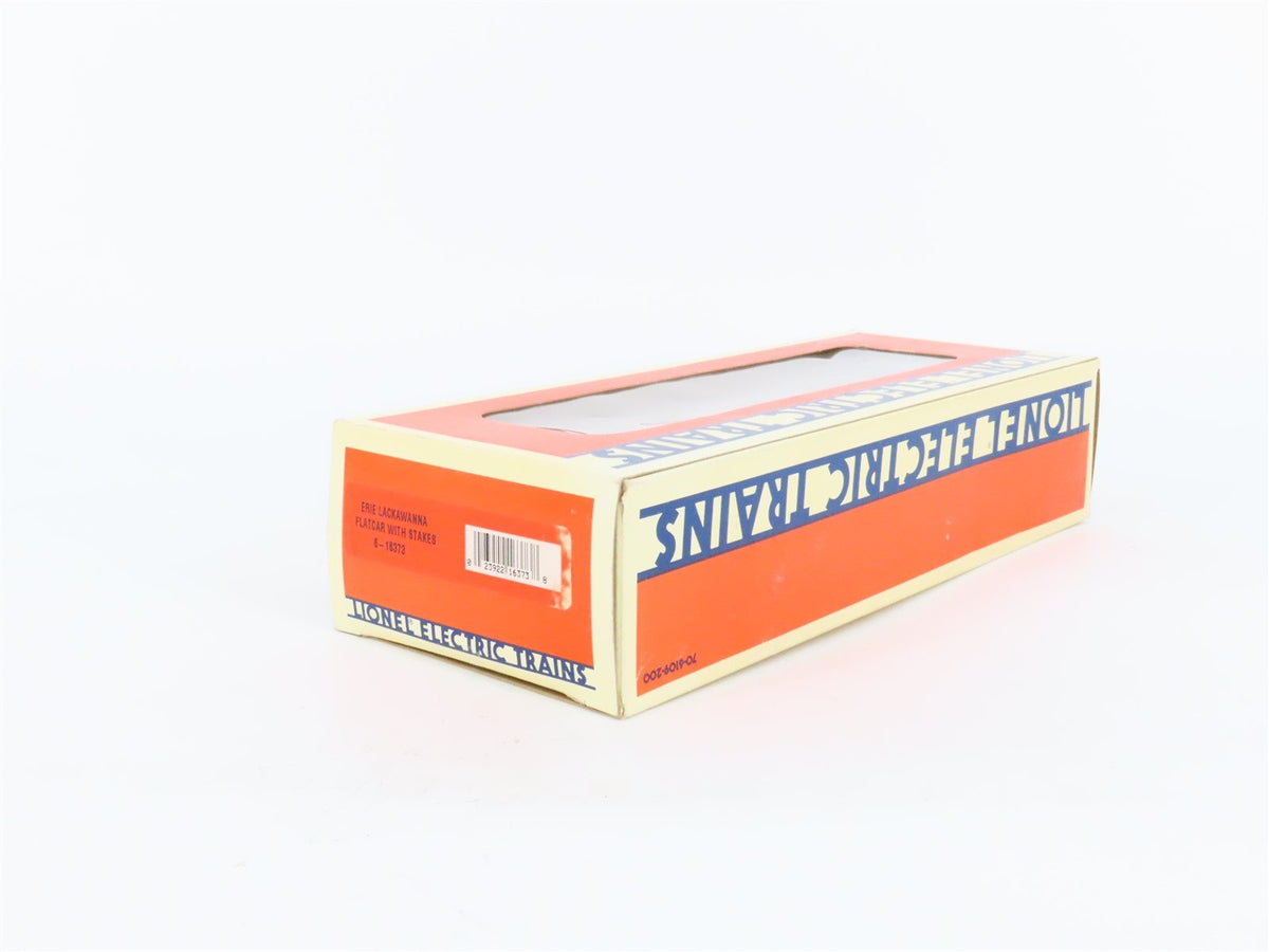 O Gauge 3-Rail Lionel 6-16373 EL Erie Lackawanna Flatcar w/ Stakes &amp; Load 16373