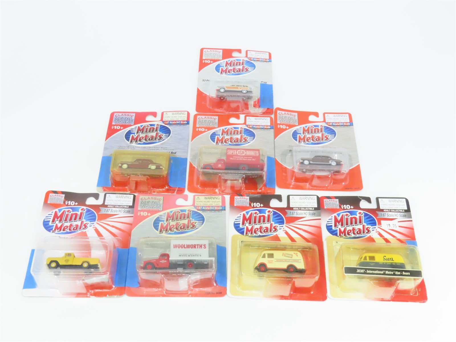 Lot of 8 HO Scale Mini Metals NYC/Woolworths Plymouth/Dodge Cars and Trucks