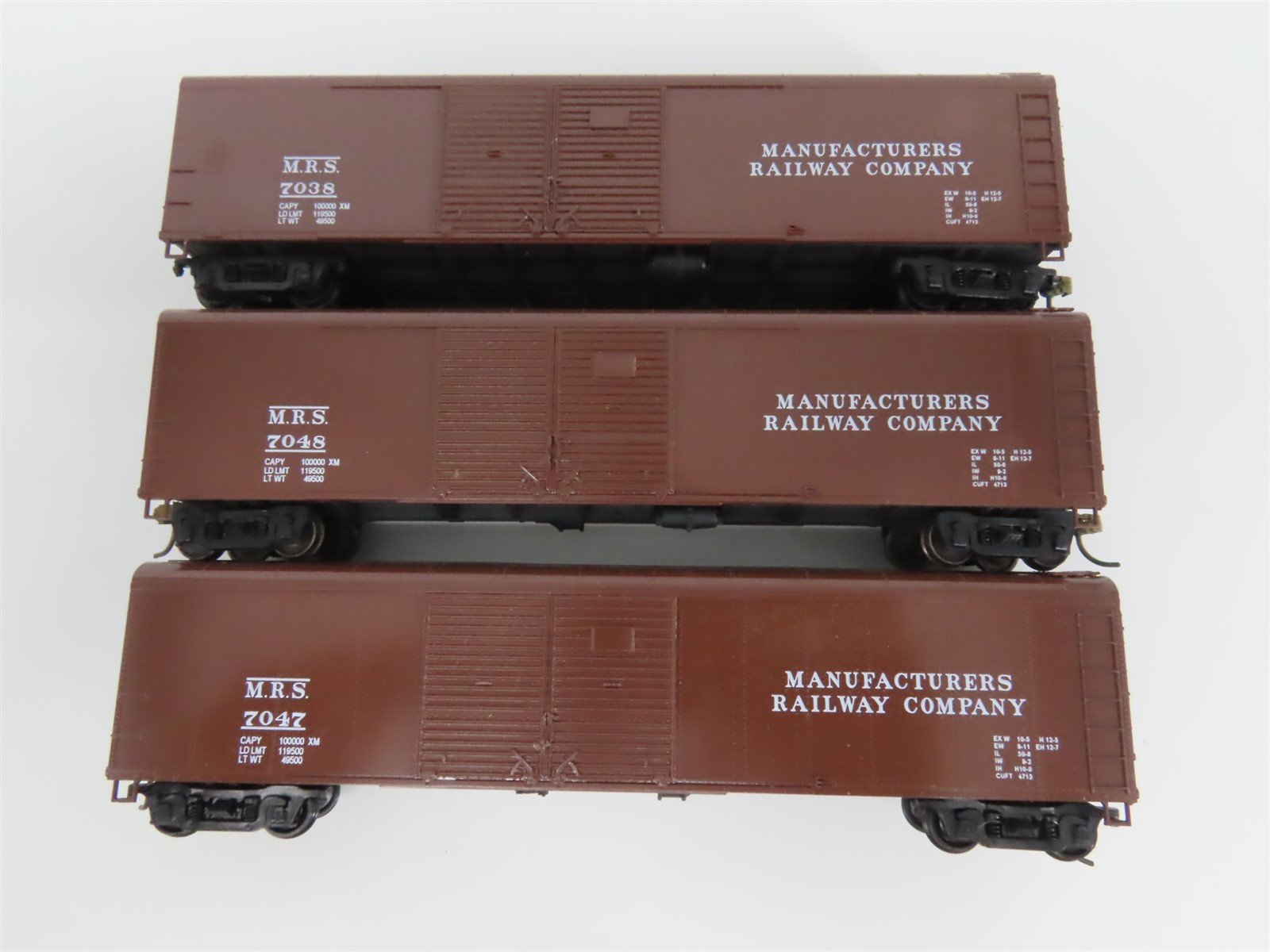 Lot of 3 HO Scale Bowser MRS Manufacturers Railway 50' Boxcars