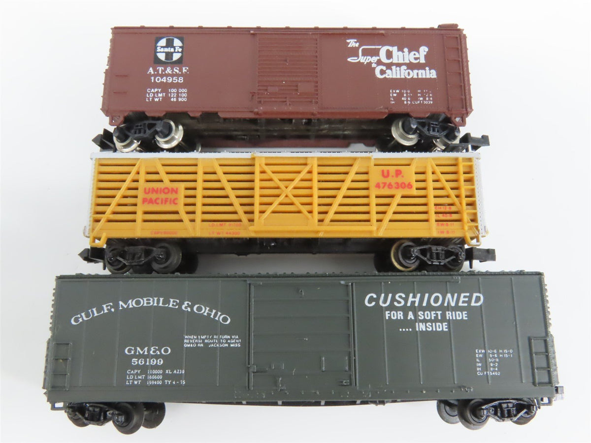 LOT of 12 N Model Power/AHM/Arnold MILW/ATSF/CBQ Caboose, Hopper, &amp; Boxcars