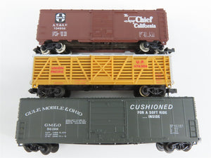 LOT of 12 N Model Power/AHM/Arnold MILW/ATSF/CBQ Caboose, Hopper, & Boxcars