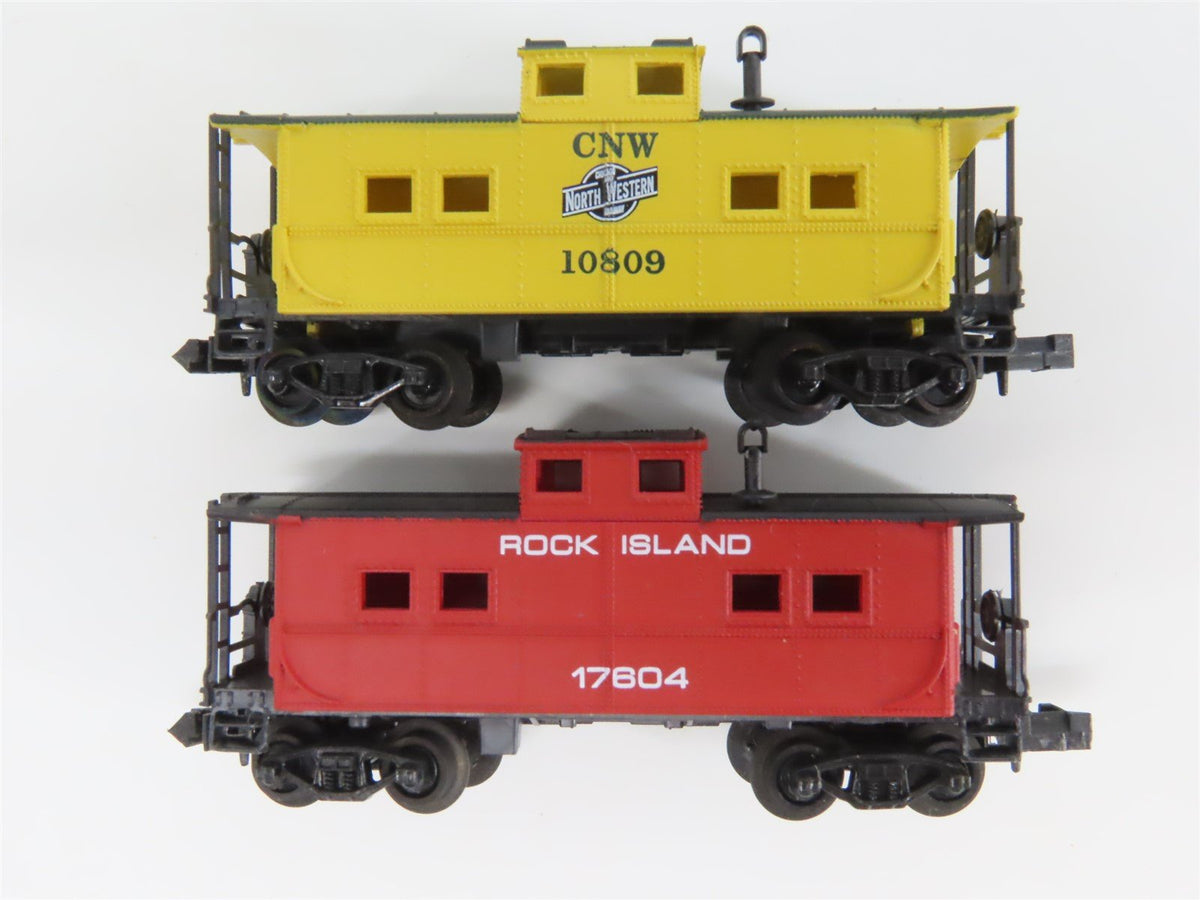 LOT of 12 N Model Power/AHM/Arnold MILW/ATSF/CBQ Caboose, Hopper, &amp; Boxcars