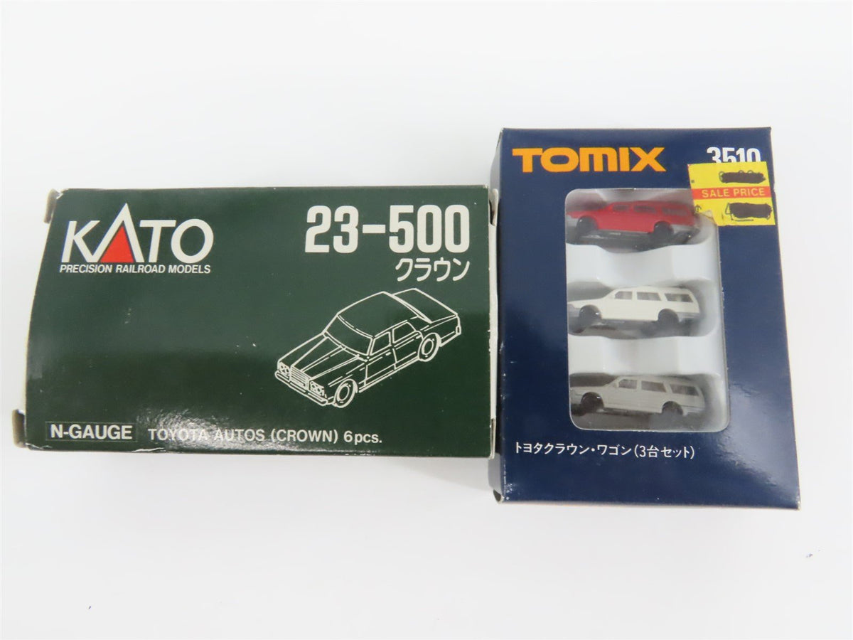 LOT of 10+ N Scale Kato/Tomix Car, Trucks, People Figures &amp; Sign Packs