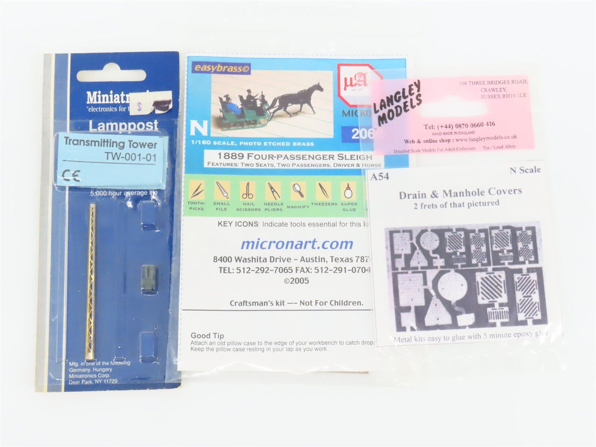 LOT of 10+ N Scale Micro Structures Photo Etched Brass Building &amp; Scenery Kits