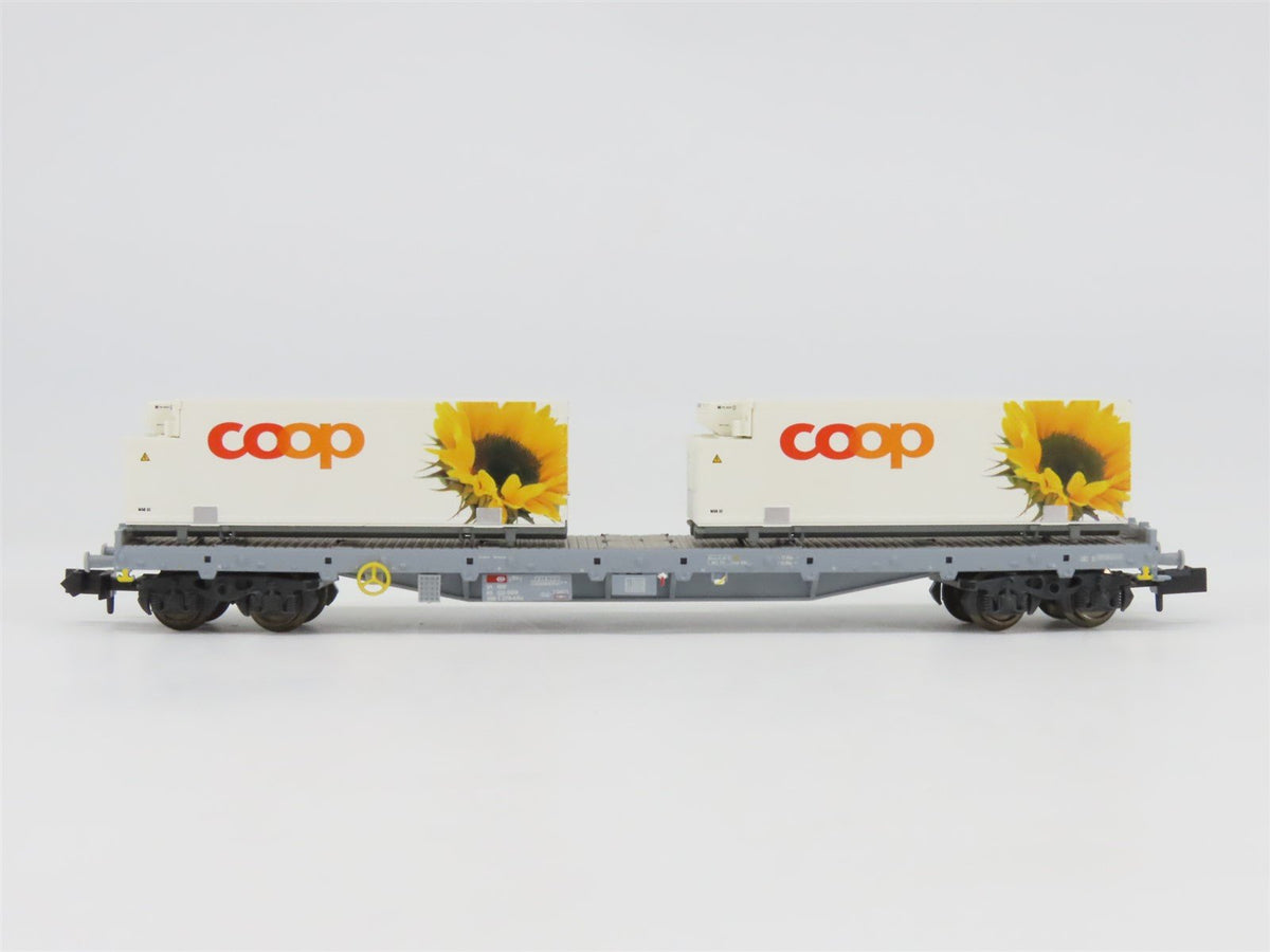 N Scale Minitrix 15937 SBB Coop Flat Car w/ Containers
