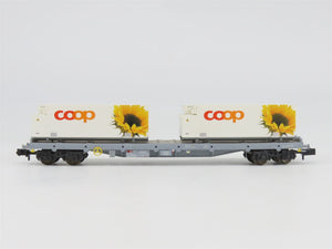 N Scale Minitrix 15937 SBB Coop Flat Car w/ Containers
