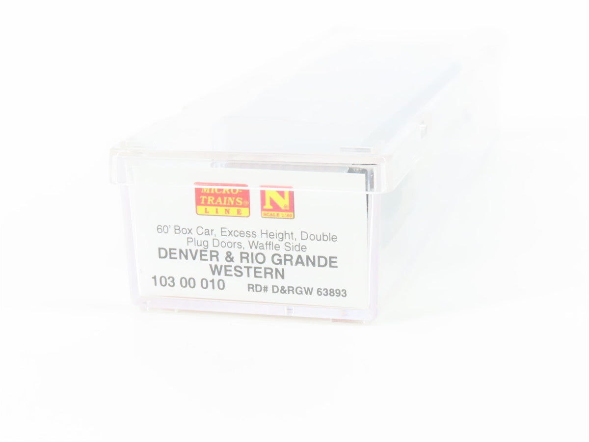 N Scale Micro-Trains MTL 10300010 DRGW Rio Grande 60&#39; Waffle Side Boxcar #63893