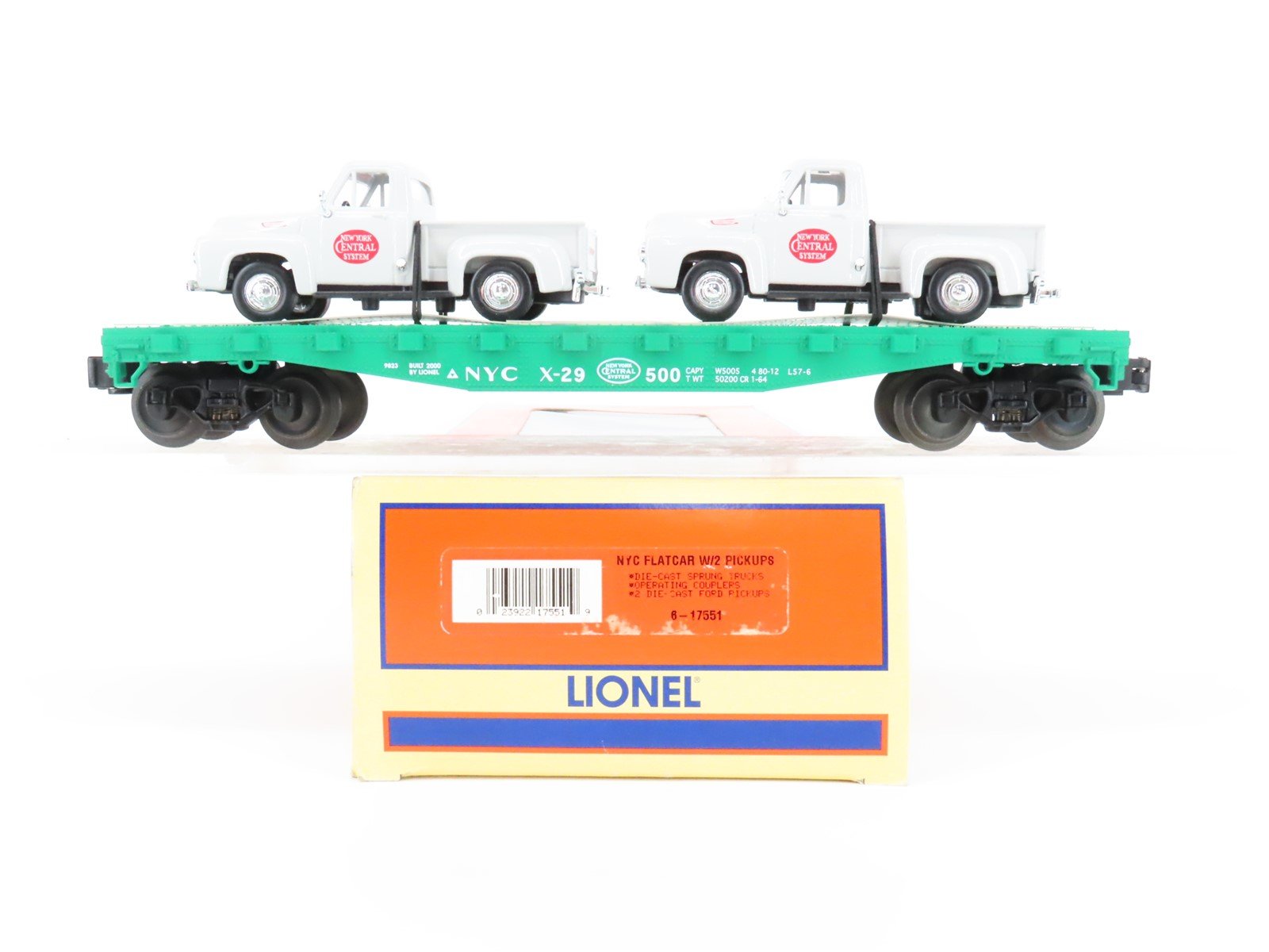 O Gauge 3-Rail Lionel 6-17551 NYC New York Central Flat Car w/Pickups X-29500