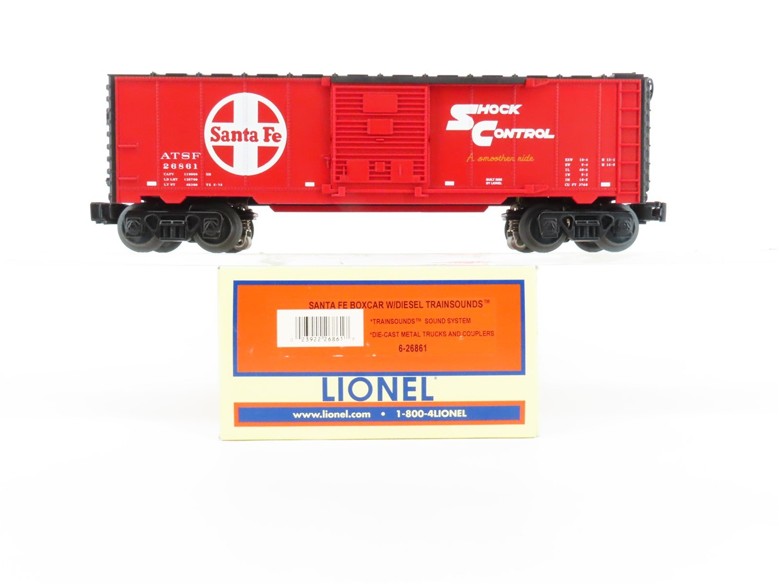 O Gauge 3-Rail Lionel 6-26861 ATSF Santa Fe Boxcar w/Trainsounds #26861