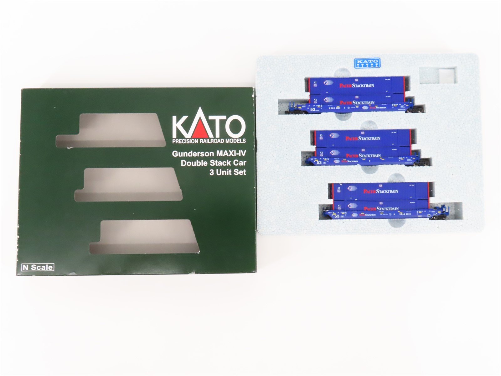 N Scale Kato 106-6179 BRAN Pacer Stack Gunderson MAXI-IV Double Stack 3-Pack