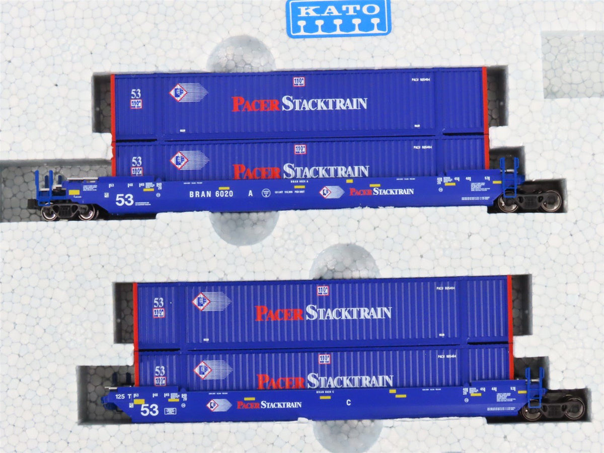 N Scale Kato 106-6179 BRAN Pacer Stack Gunderson MAXI-IV Double Stack 3-Pack