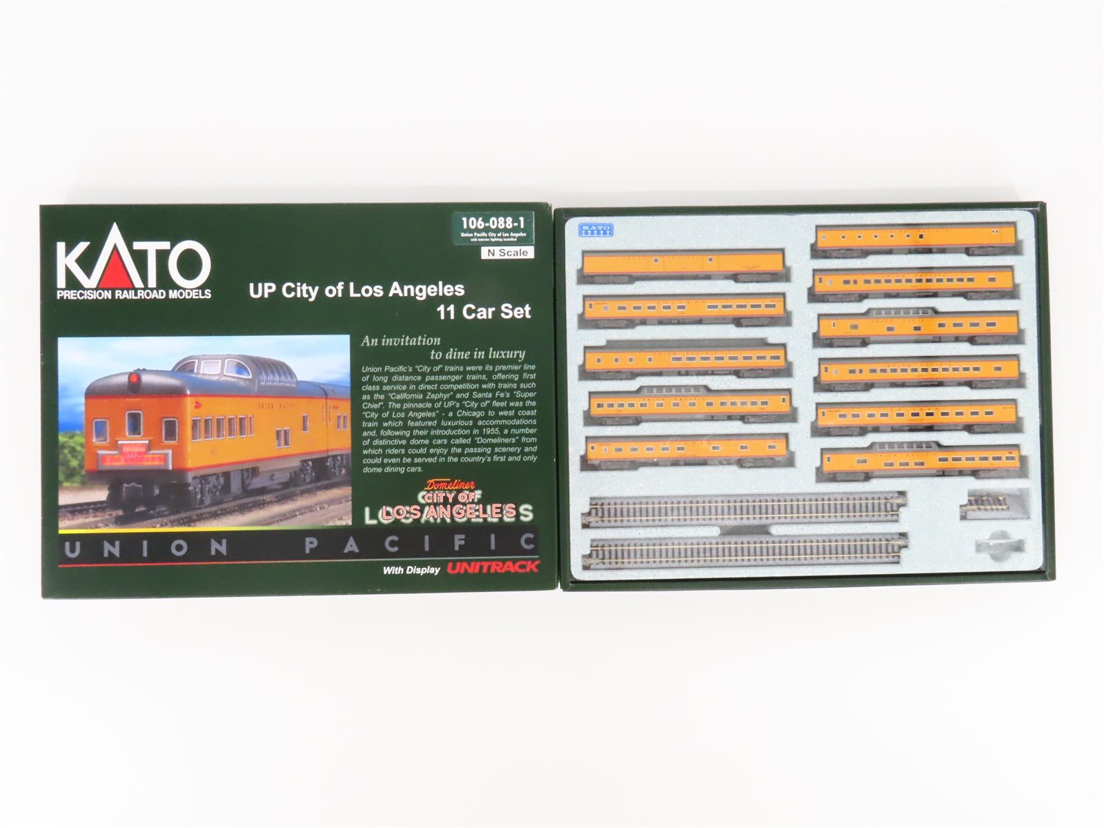 N KATO 106-088-1 UP City Of LA Passenger 11-Car Set w/Unitrack Display & Lights