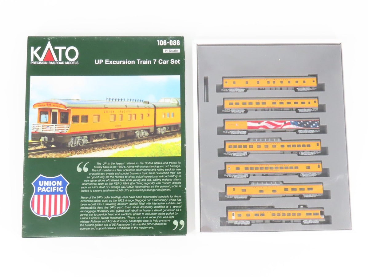 N Scale KATO 106-086 UP Union Pacific Excursion Passenger 7-Car Set