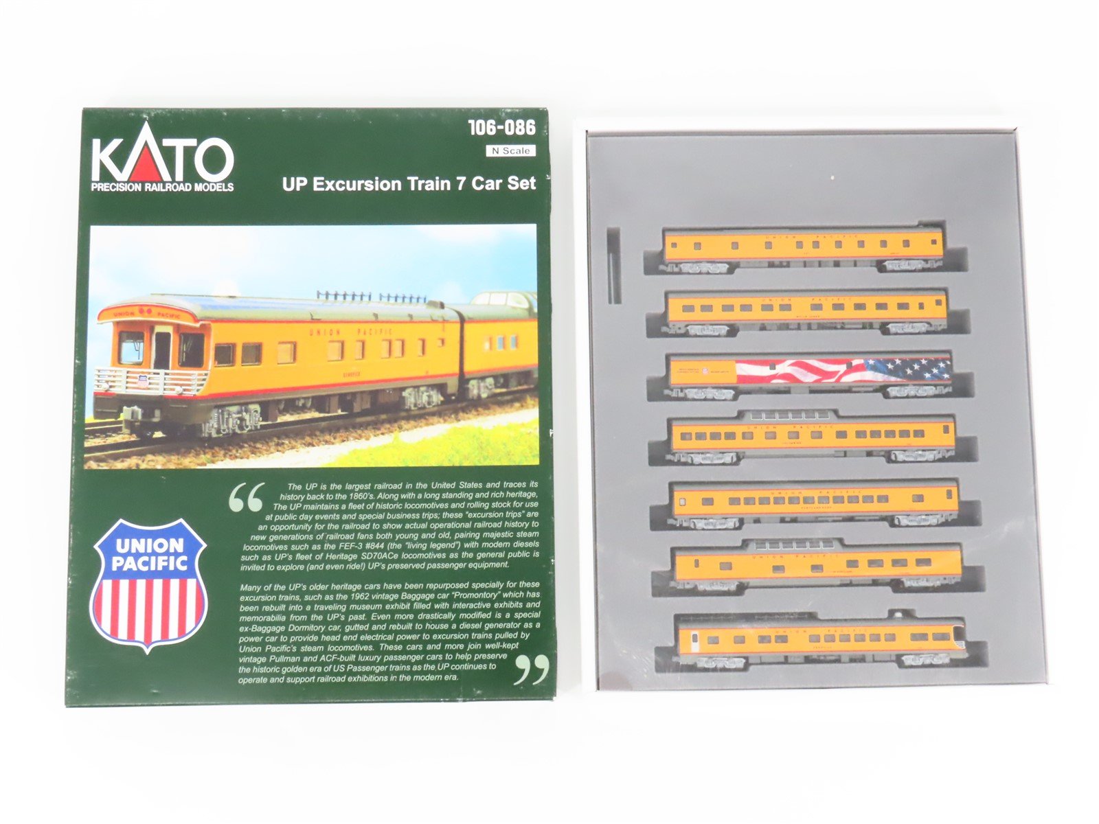 N Scale KATO 106-086 UP Union Pacific Excursion Passenger 7-Car Set