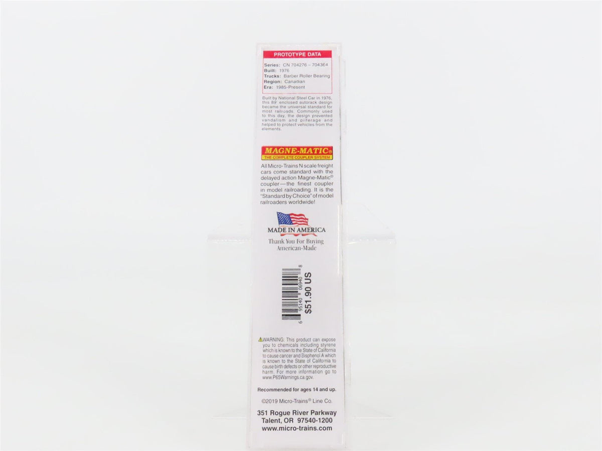 N Scale Micro-Trains MTL 11100300 CN Canadian National 89&#39; Auto Carrier CN704345