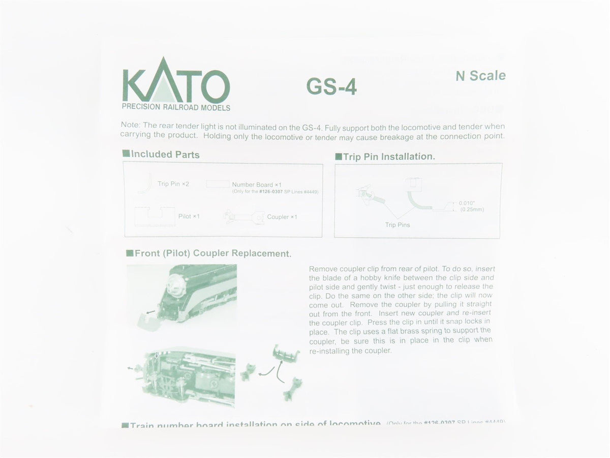 N Scale KATO 126-0307 SP Southern Pacific &quot;Daylight&quot; GS4 4-8-4 Steam #4449