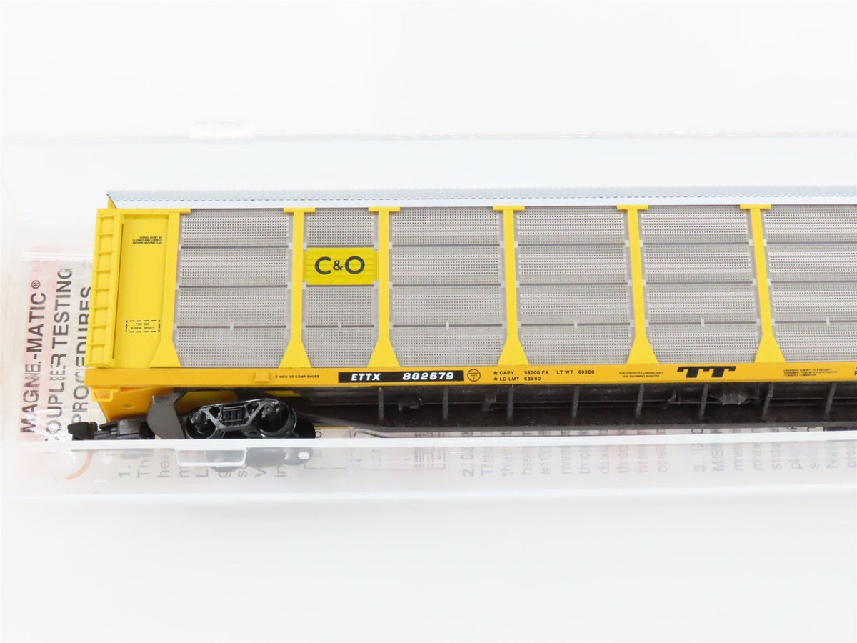 N Micro-Trains MTL 11100040 C&amp;O Chessie ETTX 89&#39; Tri-Level Auto Rack #802679
