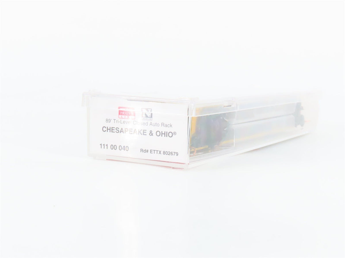 N Micro-Trains MTL 11100040 C&amp;O Chessie ETTX 89&#39; Tri-Level Auto Rack #802679