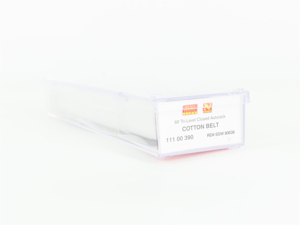 N Micro-Trains MTL 11100390 SSW Cotton Belt 89&#39; Closed Auto Rack #80638