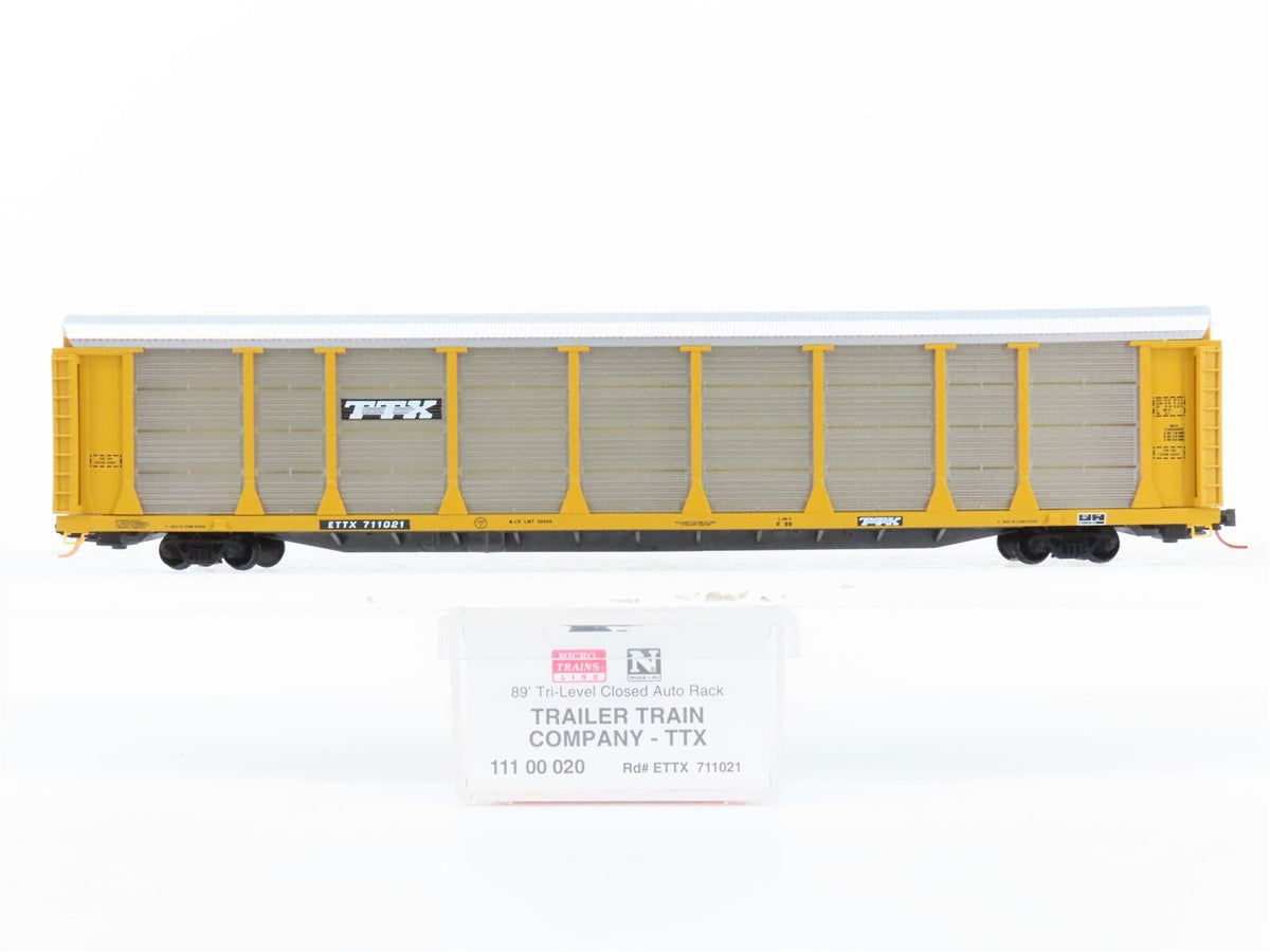N Scale Micro-Trains MTL 11100020 TTX 89&#39; Tri-Level Closed Auto Rack #711021