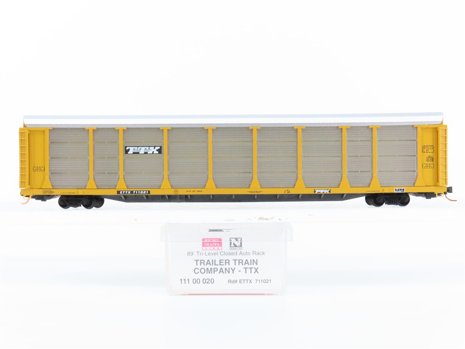 N Scale Micro-Trains MTL 11100020 TTX 89' Tri-Level Closed Auto Rack #711021
