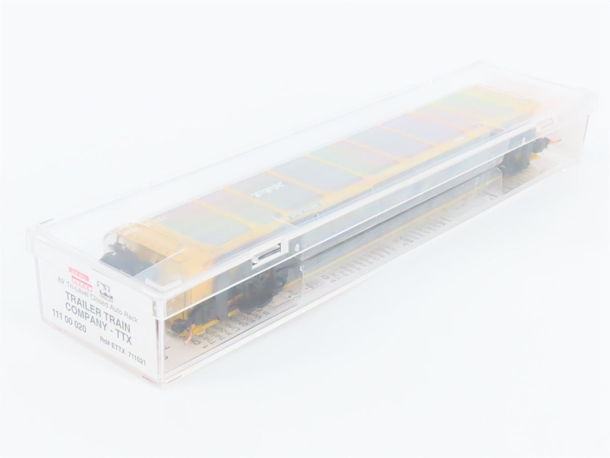 N Scale Micro-Trains MTL 11100020 TTX 89&#39; Tri-Level Closed Auto Rack #711021