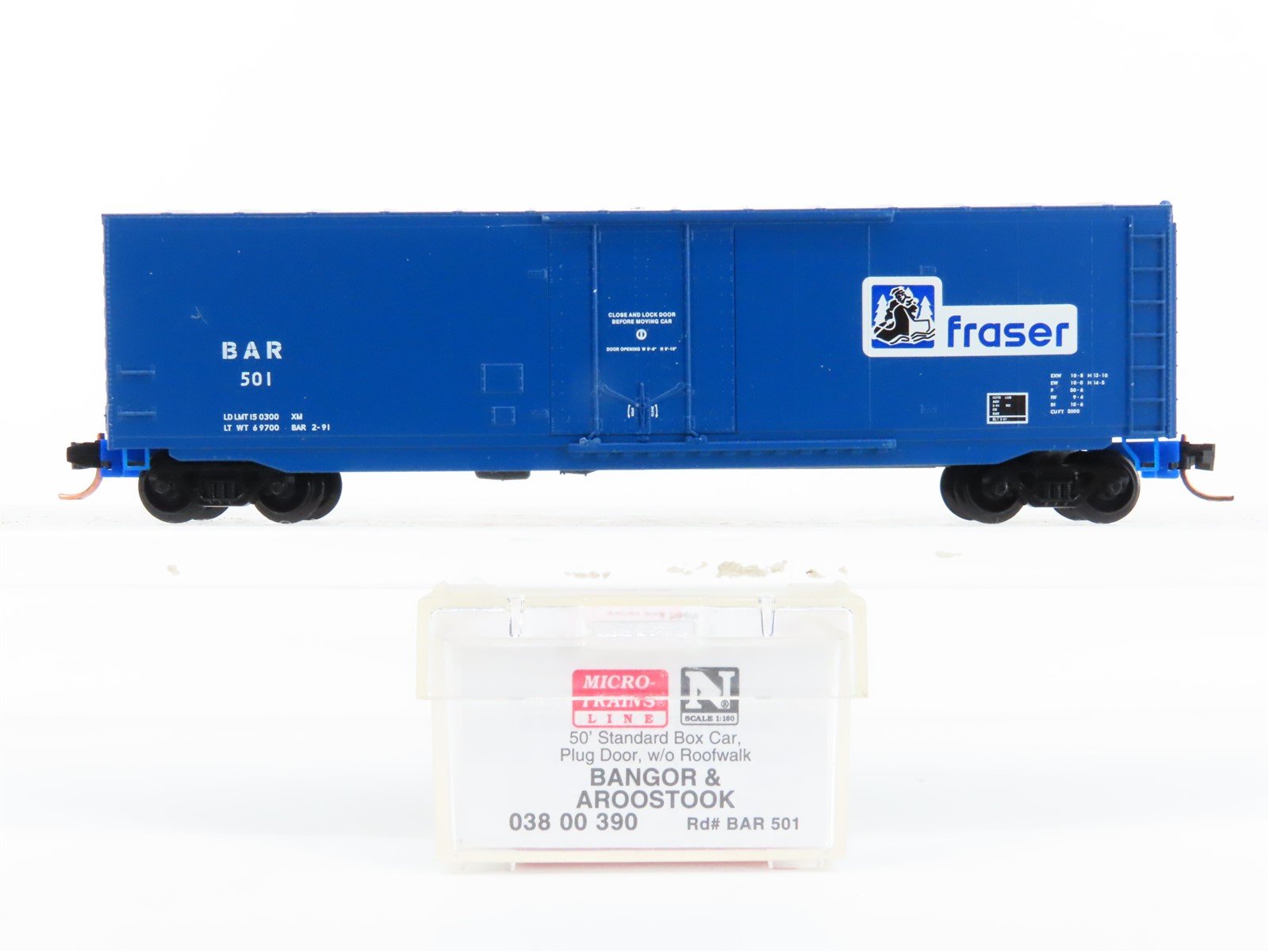 N Scale Micro-Trains MTL 03800390 BAR "fraser" 50' Plug Door Box Car #501