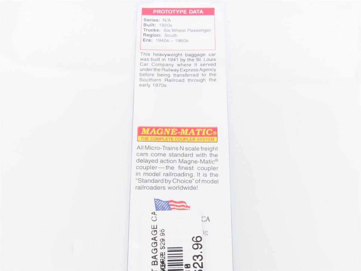 N Scale Micro-Trains MTL 14700330 SR Southern Railway 70&#39; Baggage Passenger 543