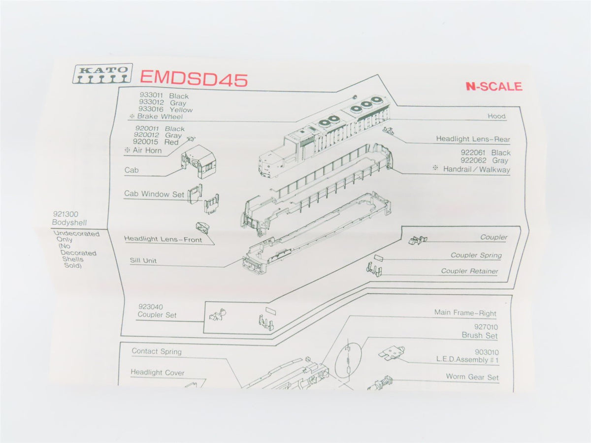 N Scale KATO 176-3116 SP &quot;Bloody Nose&quot; EMD SD45 Diesel #8663 - DCC Ready