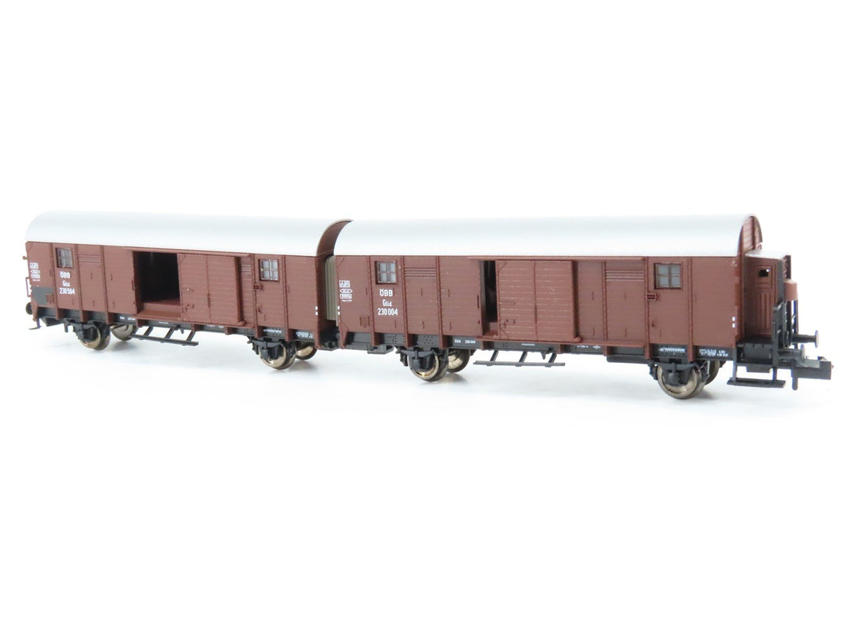 N Fleischmann 830681 OBB Austrian Federal Leig Wageneinheit Double Boxcar wLight