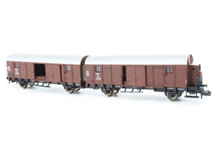 N Fleischmann 830681 OBB Austrian Federal Leig Wageneinheit Double Boxcar wLight