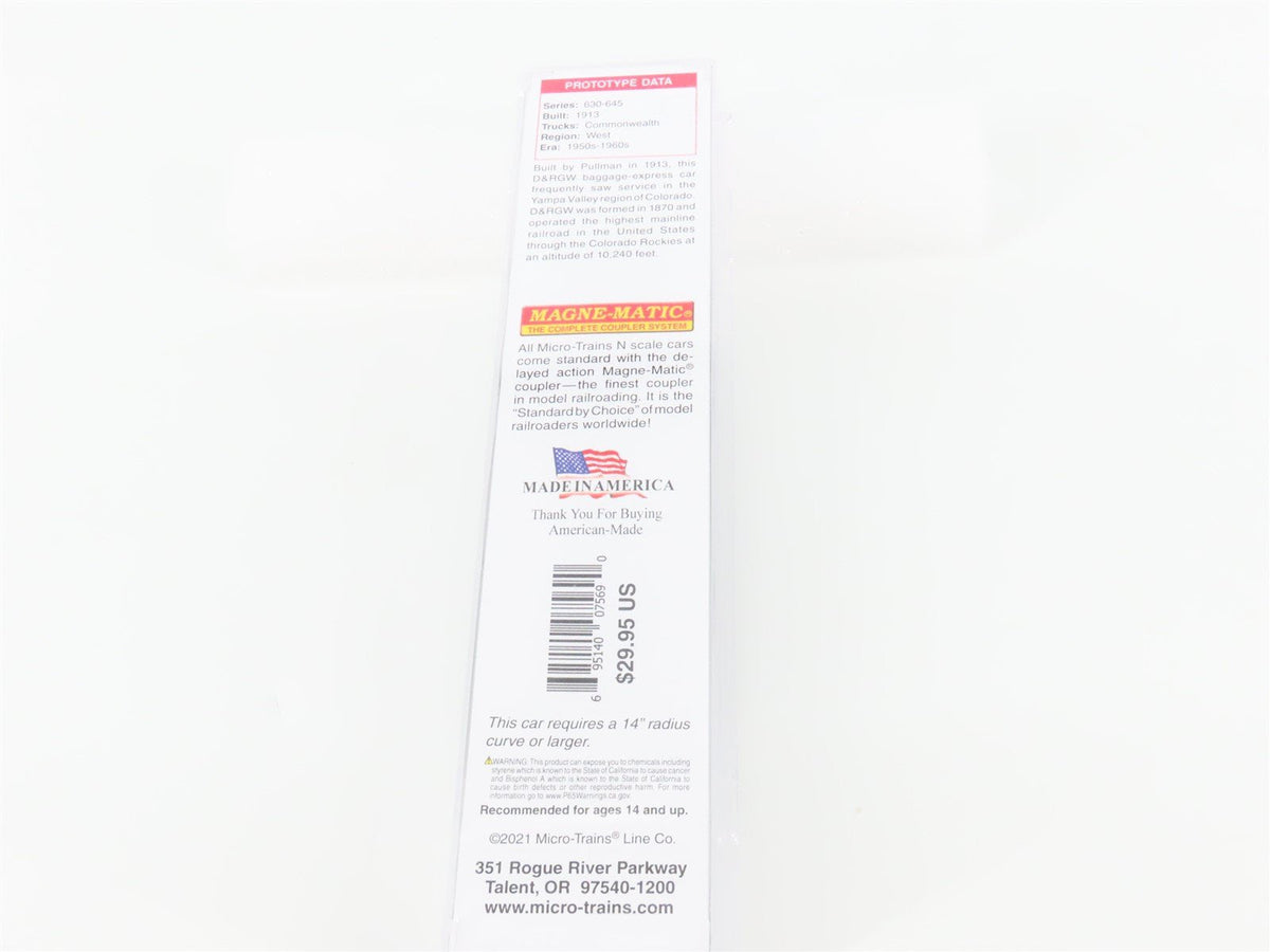 N Micro-Trains MTL 14000390 D&amp;RGW Rio Grande Heavyweight RPO Passenger #632