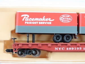 N Scale Atlas 37501 NYC Piggyback Flat Car #499103 w/ 2-24' Pacemaker Trailers